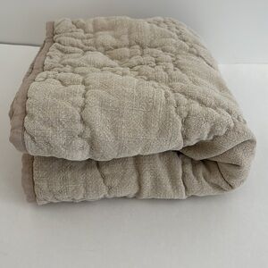 Pottery Barn Beige Textured Organic Thick Cotton Pickstitch King Pillow Sham (1)